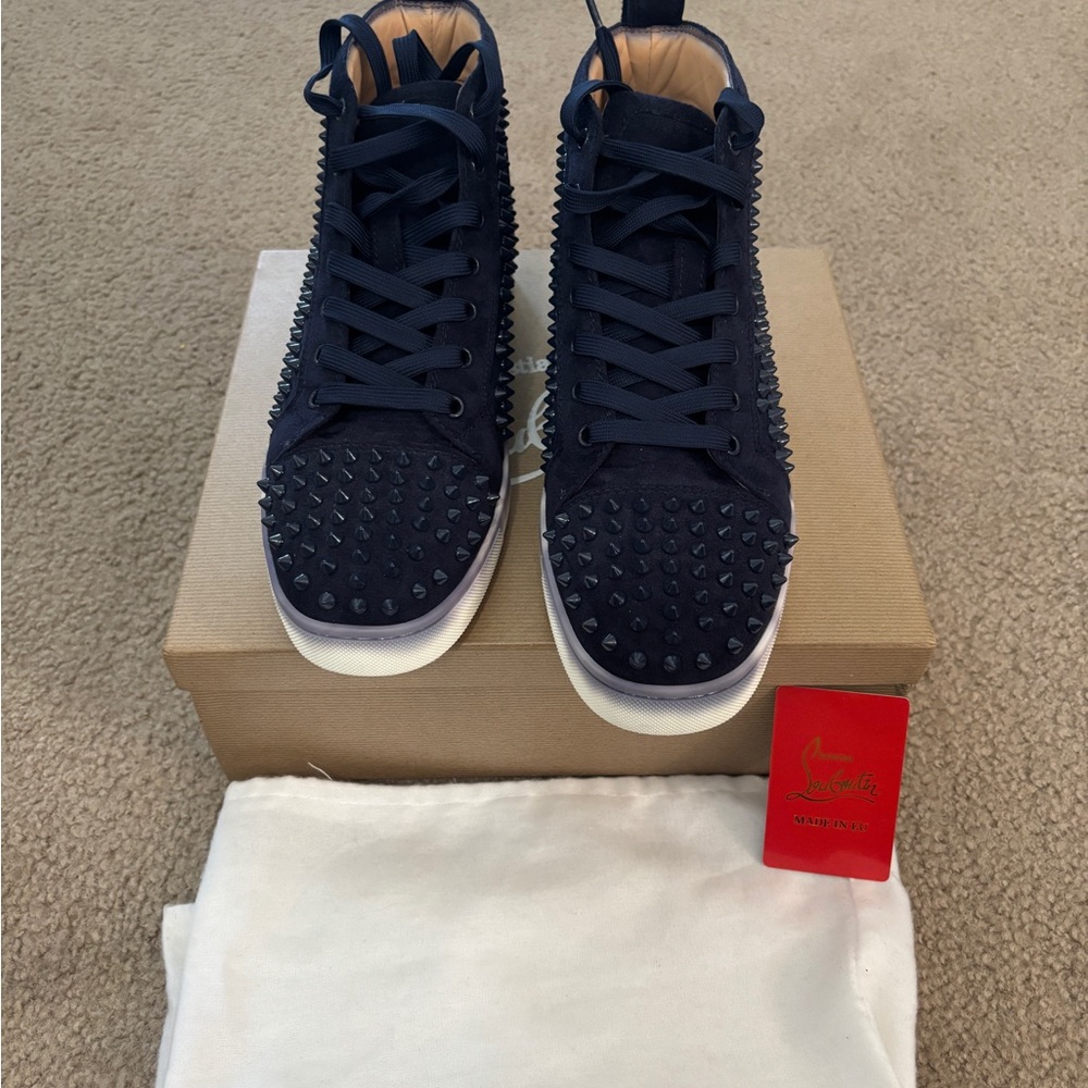 Christian Louboutin Dark Blue Spiked Sneakers- Used